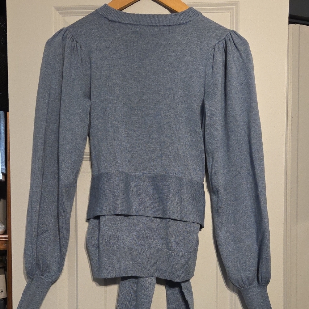 Lauren Ralph Lauren Light Blue Crewneck Tie-Waist Sweater - Picture 7 of 7